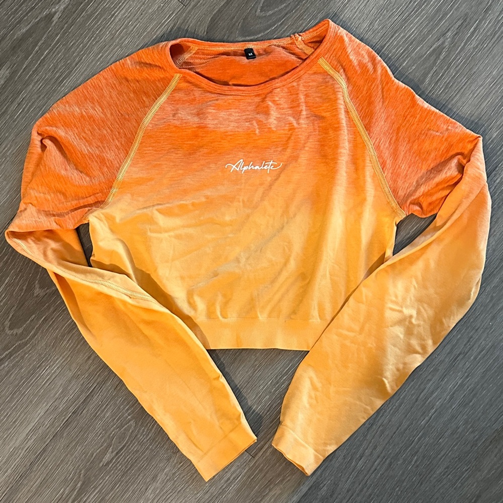 Alphalete Orange Ombre Cropped Long Sleeve Top